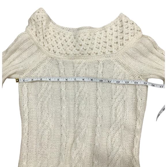 ANN TAYLOR LOFT Cream Cable Knit Boat Neck Sweater Size XS - Picture 3 of 6